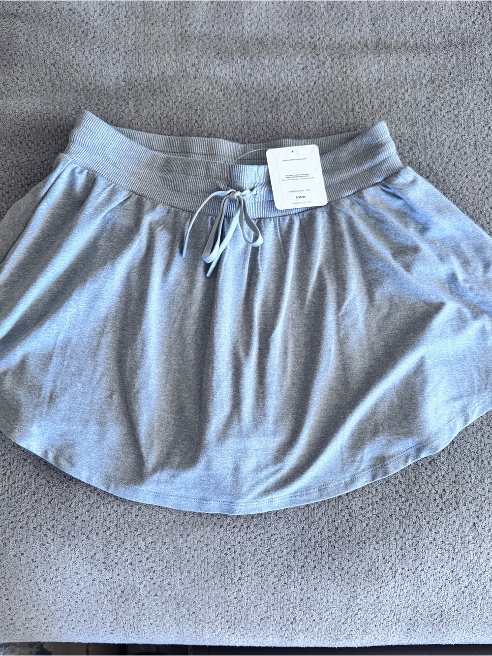 Fabletics Light Gray Knit Drawstring Mini Skirt